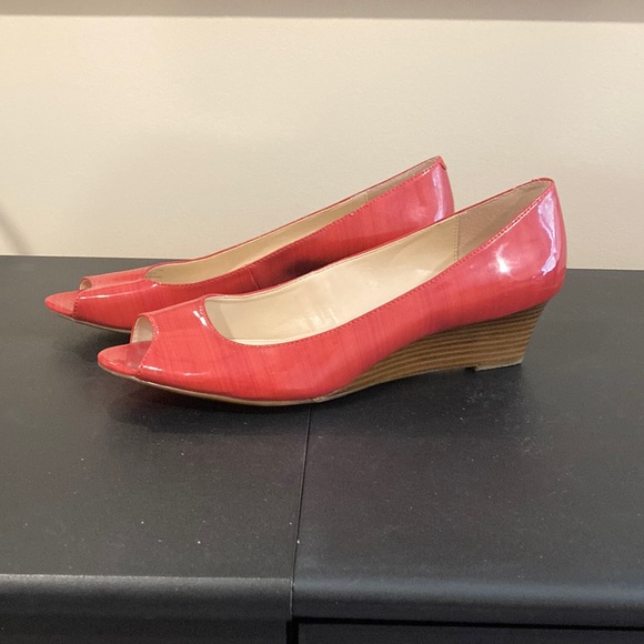 Calvin Klein Shoes - Calvin Klein peep toe wedge coral shoe 11m